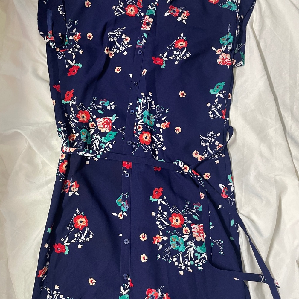Express Navy Dress with Floral Accents